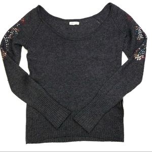 Silence + Noise By Urban Outfitters Charcoal Angora Wool Studded Sweater